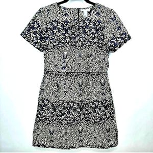 H&M Womens All Over Floral Embroidered Tapestry Short Sleeve Sheath Dress Size 8